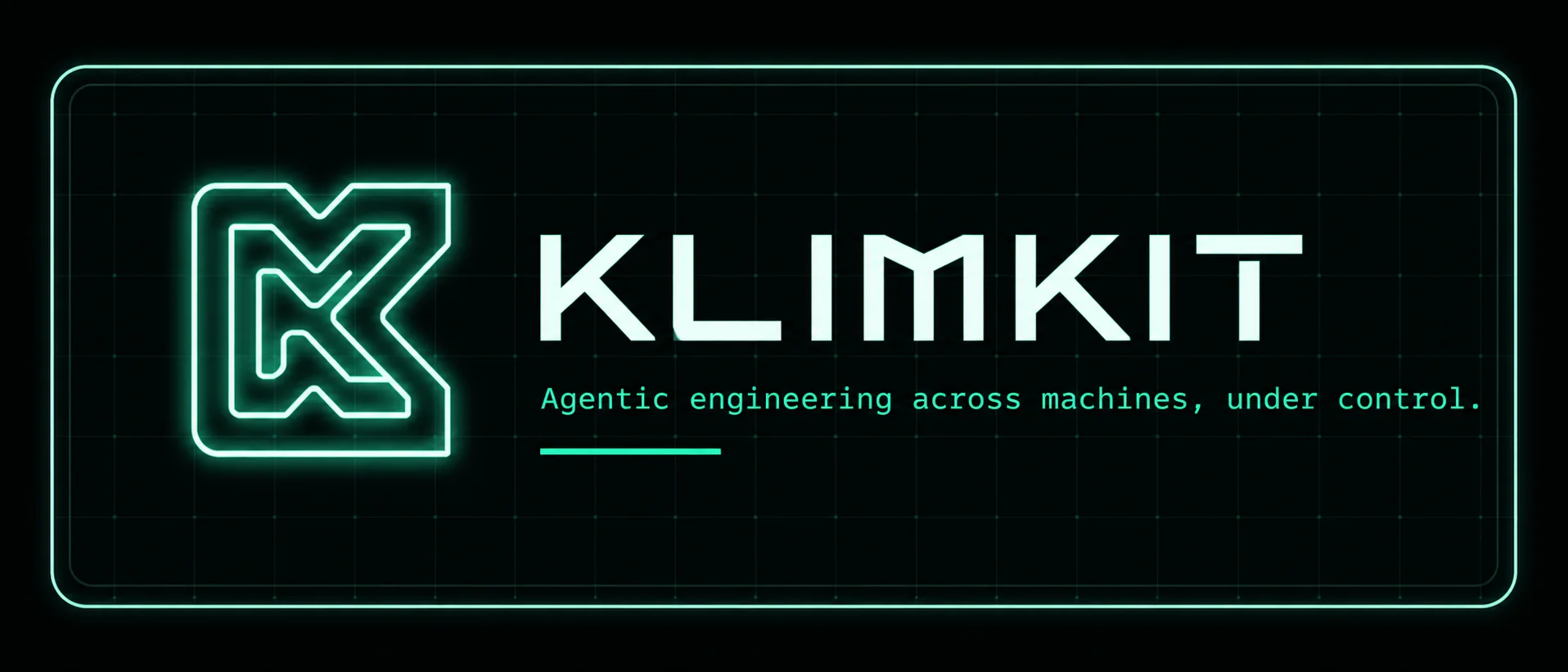 Klimkit brand image with the line Agentic engineering across machines, under control