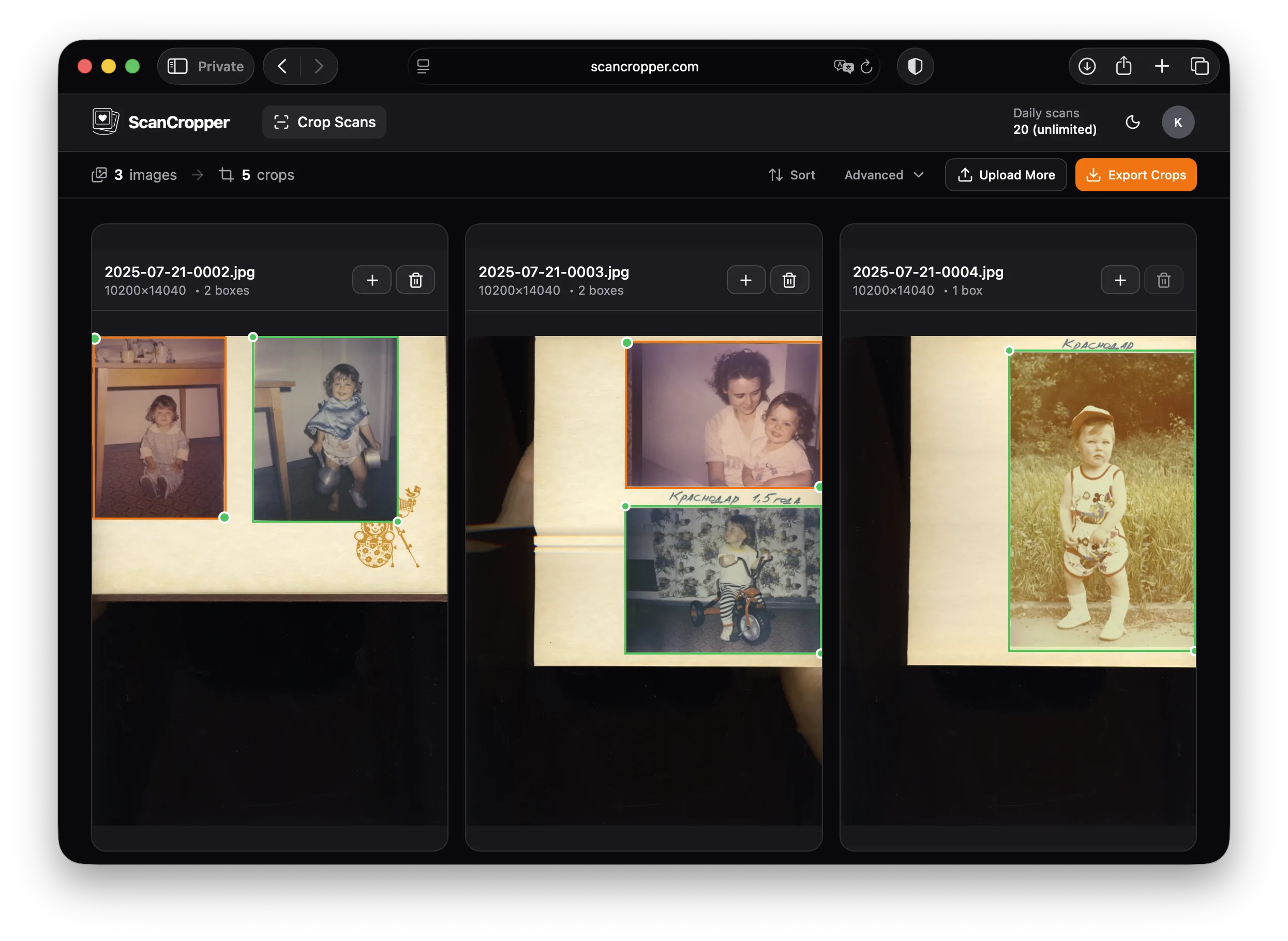 ScanCropper in-album photo detection